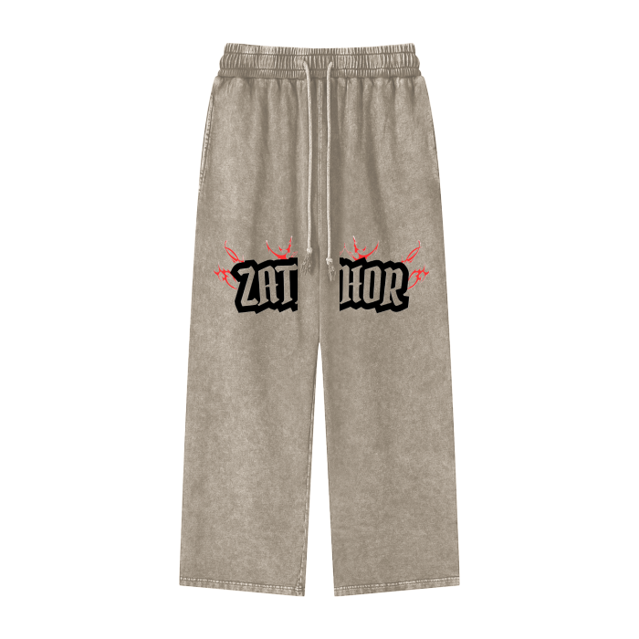 Acid Wash Straight Leg Trousers - 360 GSM