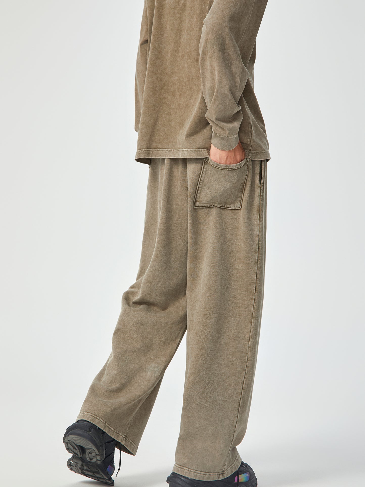 Acid Wash Straight Leg Trousers - 360 GSM